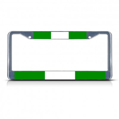 NIGERIA FLAG Metal License Plate Frame Tag Border Two Holes   322191183500